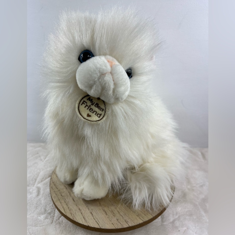 Hallmark My Best Friend White Long Hair Blue Eyes Cat Plush Soft Toy Stuffed 10”